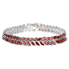 Granat-Armband 18,4 Karat 18K Weißgold Vergoldet Silber