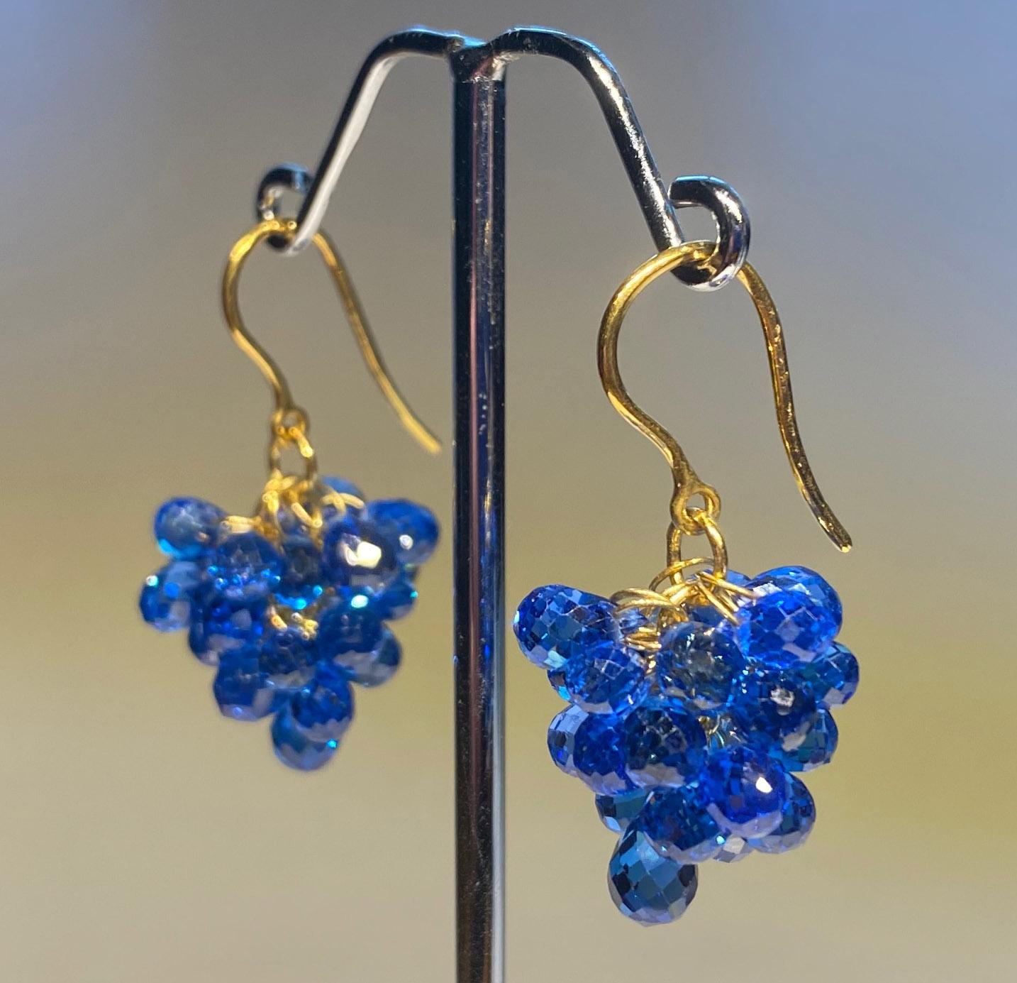 Garnet Briolette Earrings in Gold Plated Silver In New Condition For Sale In Seattle, WA