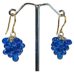 Boucles d'oreilles Briolette en grenat et argent plaqué or