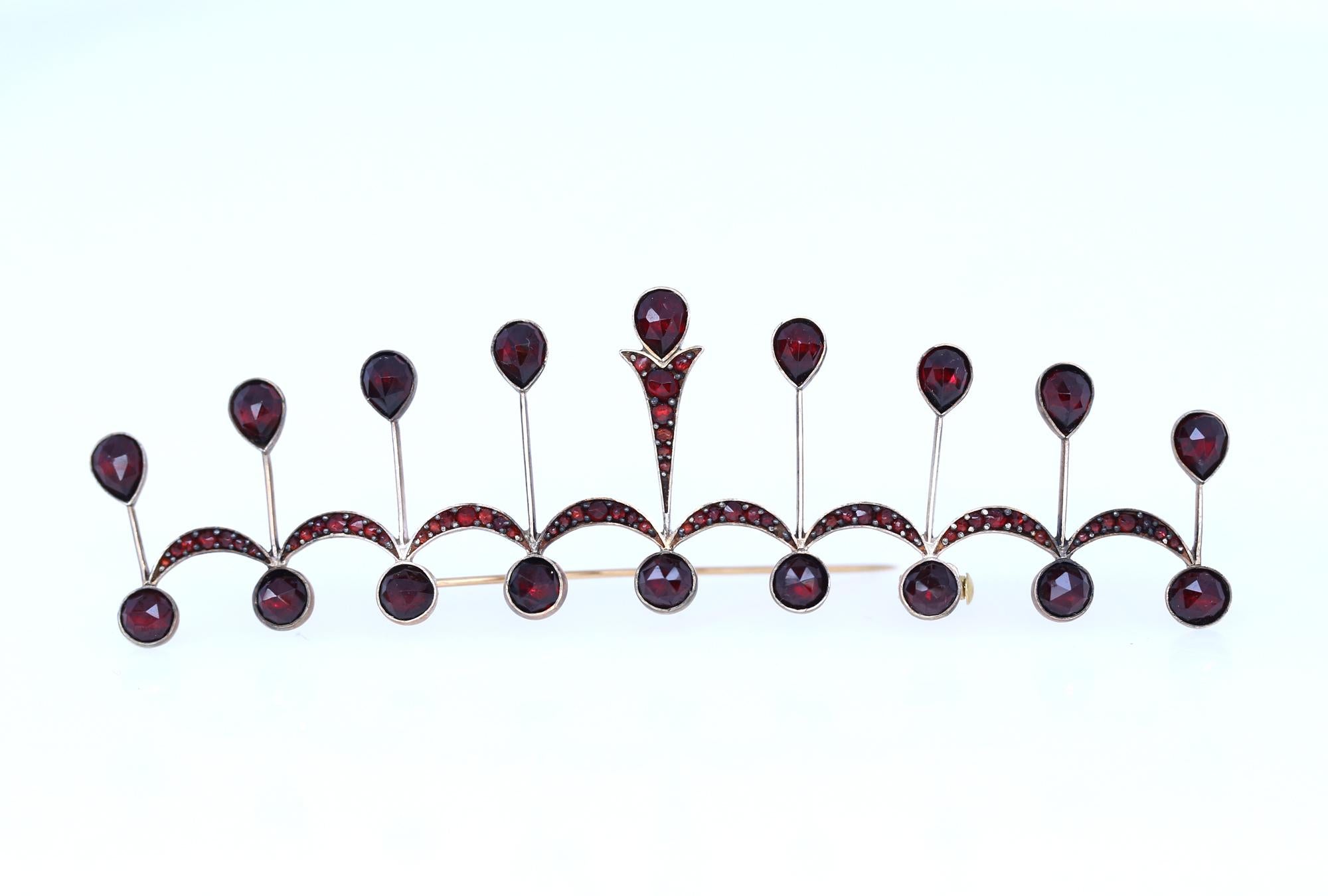 Garnet Brooches Pair of Silver Gold January Stone, 1900 1