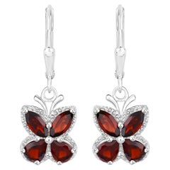 Garnet Butterfly Earrings 2.58 Carats Sterling Silver