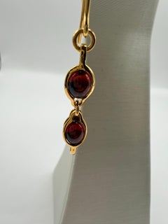Garnet cabochon earrings 18KT gold dangling earrings