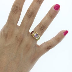 Granat, Citrin, Amethyst, Aquamarin & Peridot Ring 14k Gelbgold
