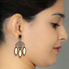 Garnet Citrine Chandelier Earring with Diamonds