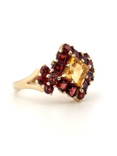 Garnet & Citrine Multi Cut 3.40Ctw 14K Yellow Gold Ring Size 7.00