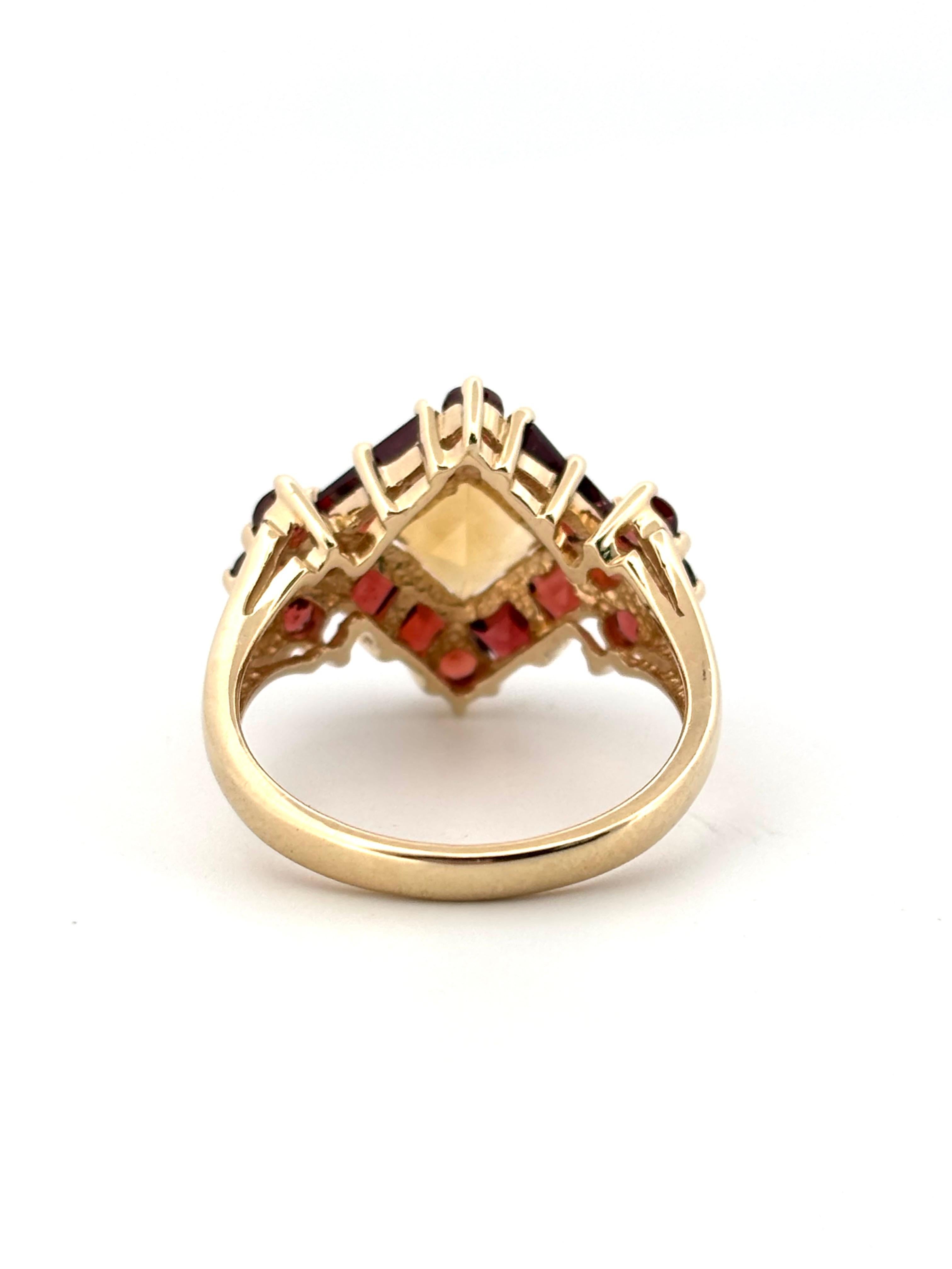 Granate y Citrino Talla Múltiple 3.40Ctw Anillo de Oro Amarillo de 14K Talla 7.00 en venta 1