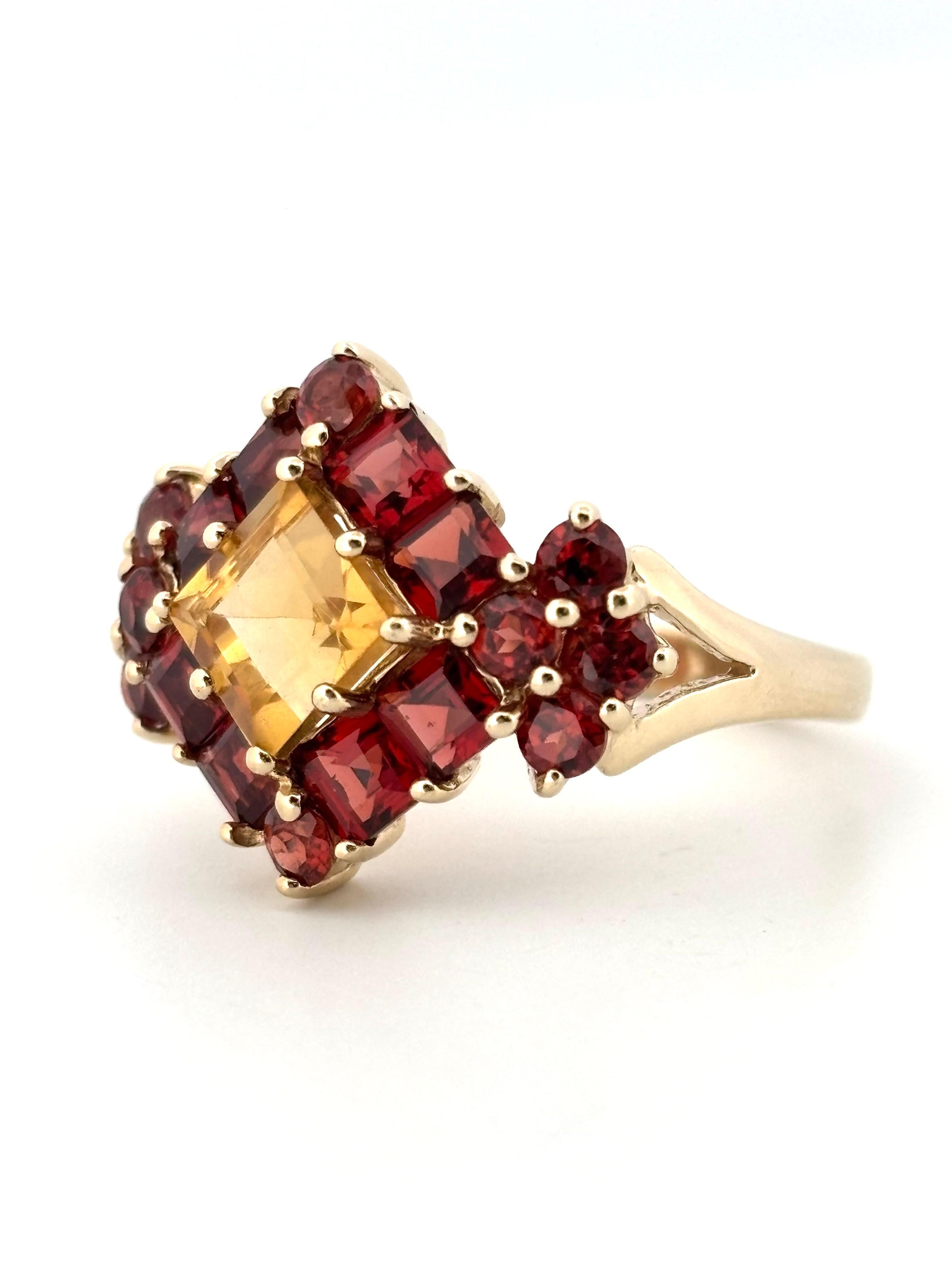 Granate y Citrino Talla Múltiple 3.40Ctw Anillo de Oro Amarillo de 14K Talla 7.00 en venta 2