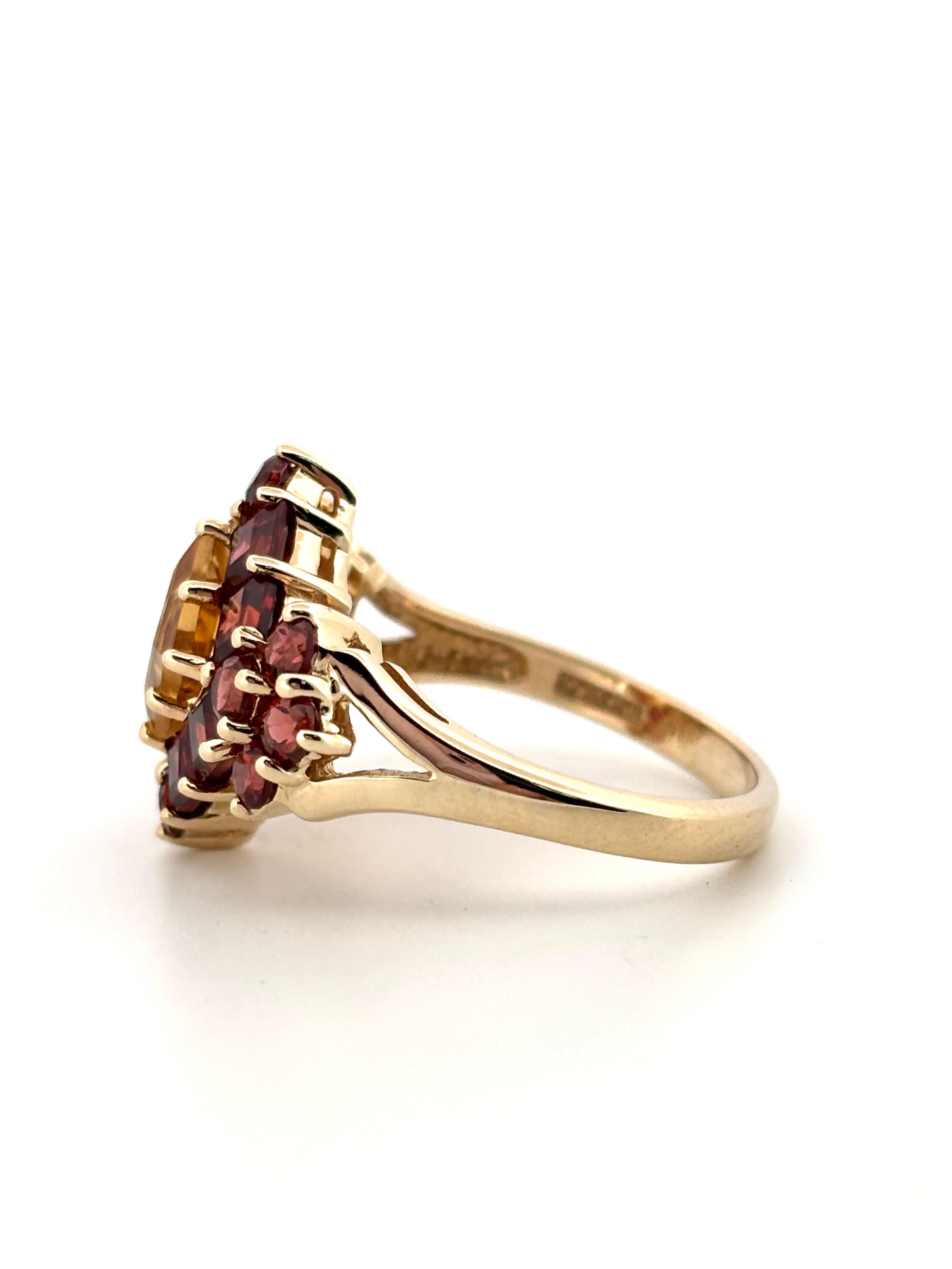 Granate y Citrino Talla Múltiple 3.40Ctw Anillo de Oro Amarillo de 14K Talla 7.00 en venta 3