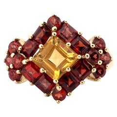 Garnet 
Citrine Multi Cut 3.40Ctw 14K Yellow Gold Ring Size 7.00