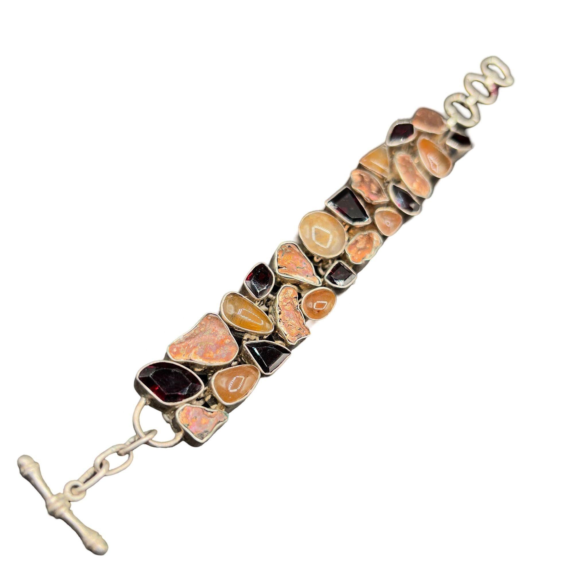 Racimo de granates Joyería de moda de plata de ley 925 Pulsera de 8 pulgadas Indio en venta