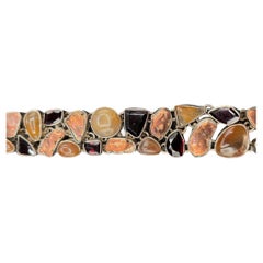 Garnet Cluster 925 Sterling Silver Fashion Jewelry 8" Inch Bracelet