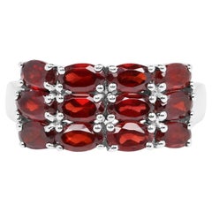 Granat Cluster Ring 3.83 Karat Sterling Silber