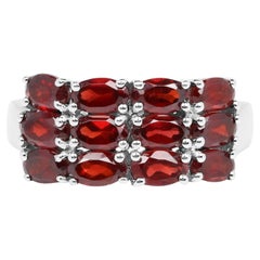 Granat Cluster Ring 3.83 Karat Sterling Silber