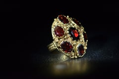 Garnet Cocktail Ring in 14 Karat Yellow Gold