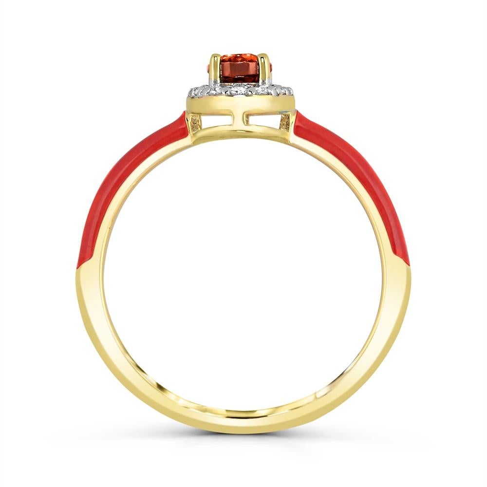 For Sale:  Garnet & Created White Sapphire Red Enamel Slim Band Ring in 14K Gold over Silve 4