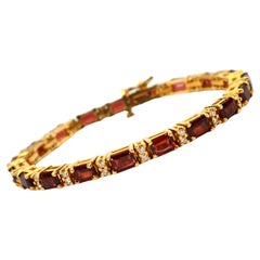 Granat Diamant 14 Karat Gelbgold Tennisarmband