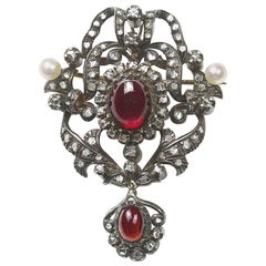 Garnet Diamond and Pearl Pendant