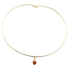 Garnet 
Diamond Drop Necklace in 14k Yellow Gold