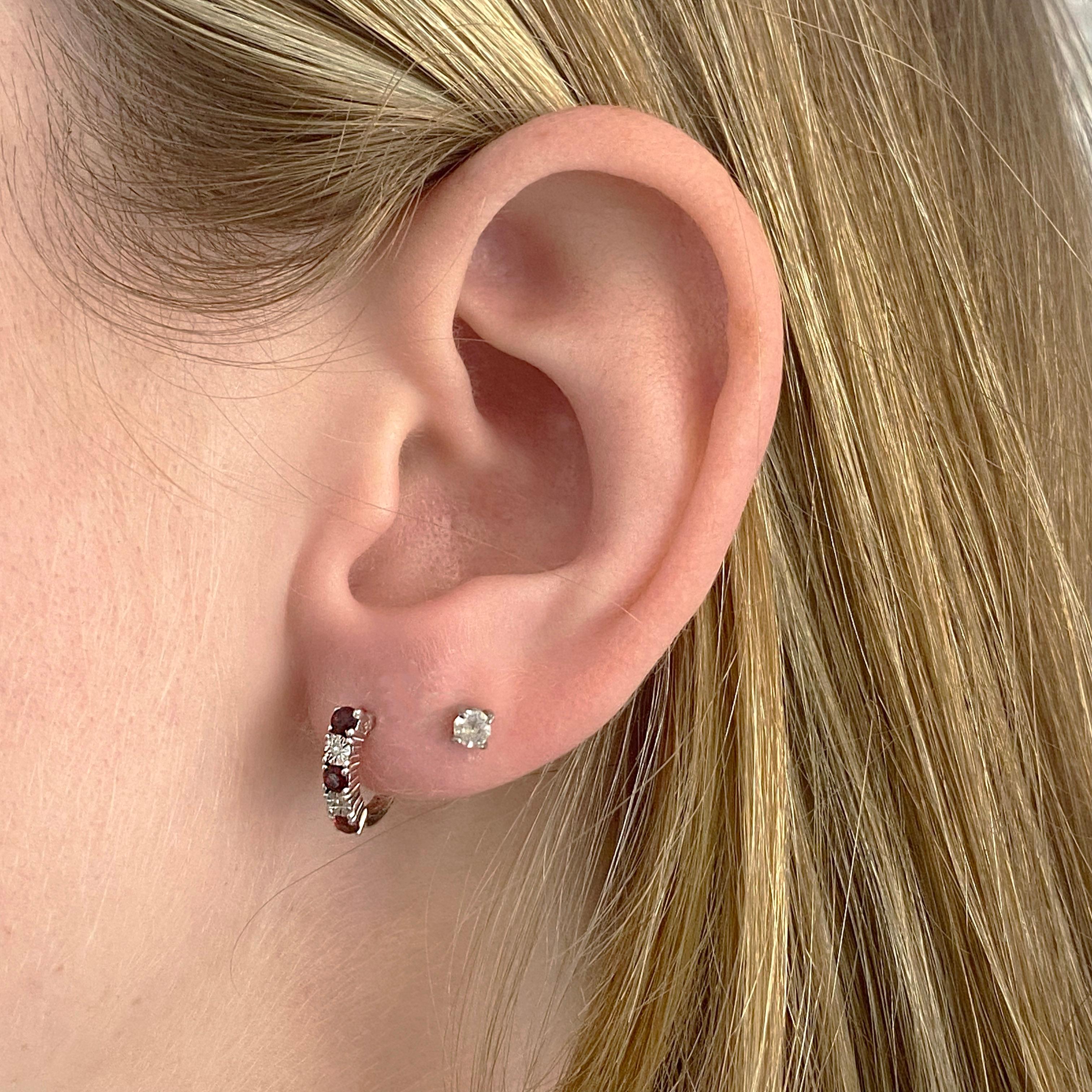 garnet huggie earrings