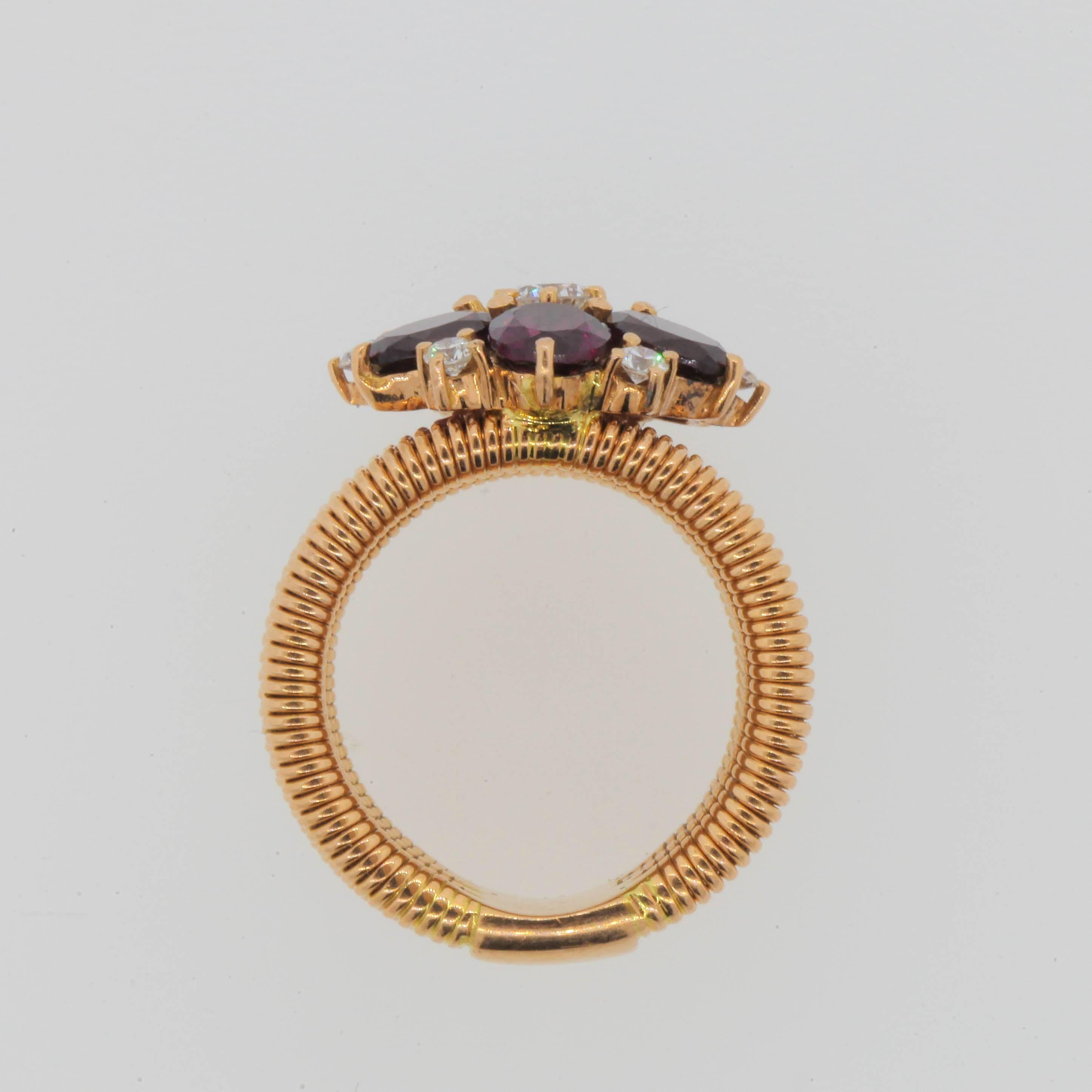 Oval Cut Garnet Diamond Gold Ring