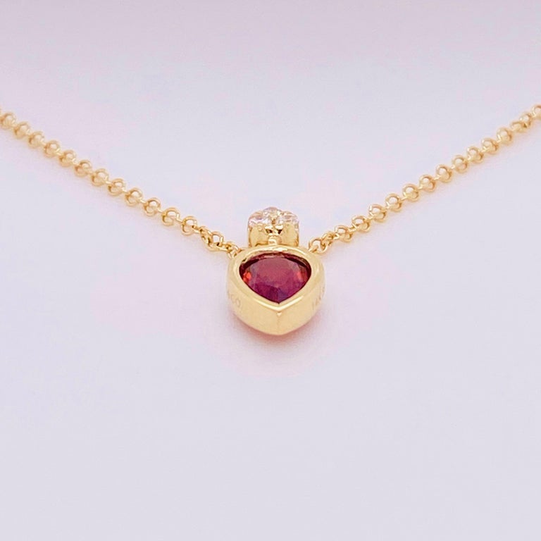 Modern Garnet Diamond Necklace, 14 Karat Gold Pear Shape Garnet Pendant, NK5751Y45GN For Sale