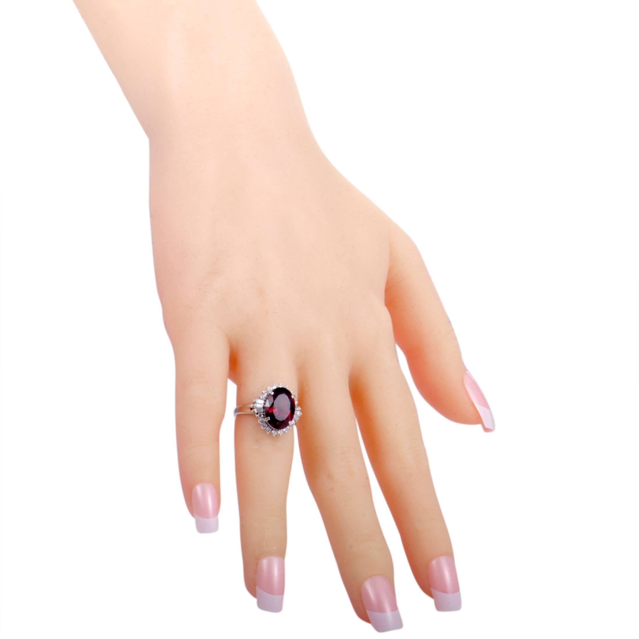 Women's Garnet Diamond Platinum Ring