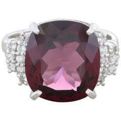 Garnet Diamond Platinum Ring