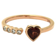 Garnet Diamond ring 14KT gold stacking ring