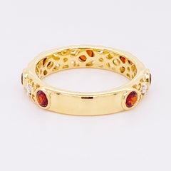 Garnet Diamond Ring, Spencer Gold Filigree Garnet and Diamond Band, 1.00 Carat