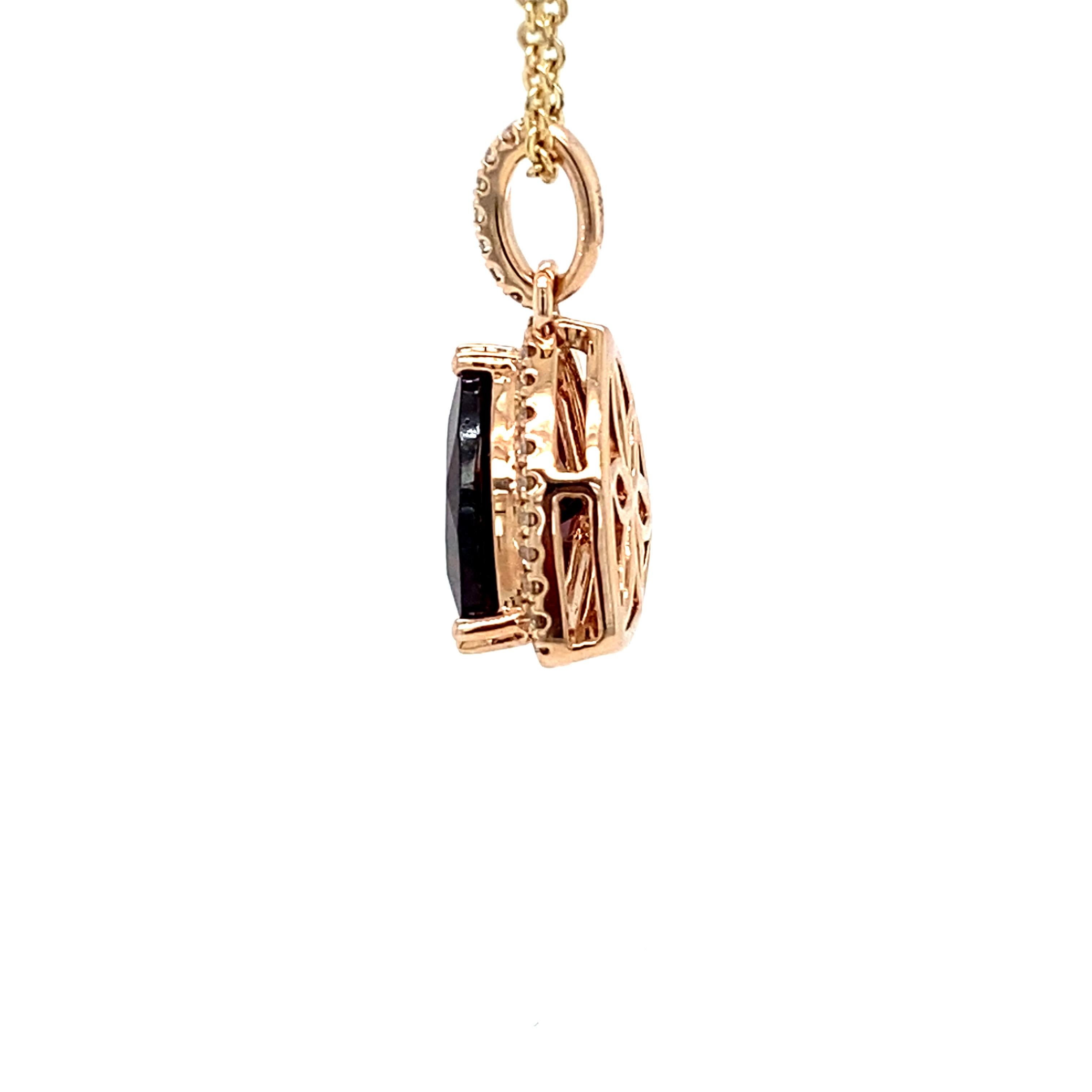 Garnet Diamond Rose Gold Pendant Necklace For Sale 6