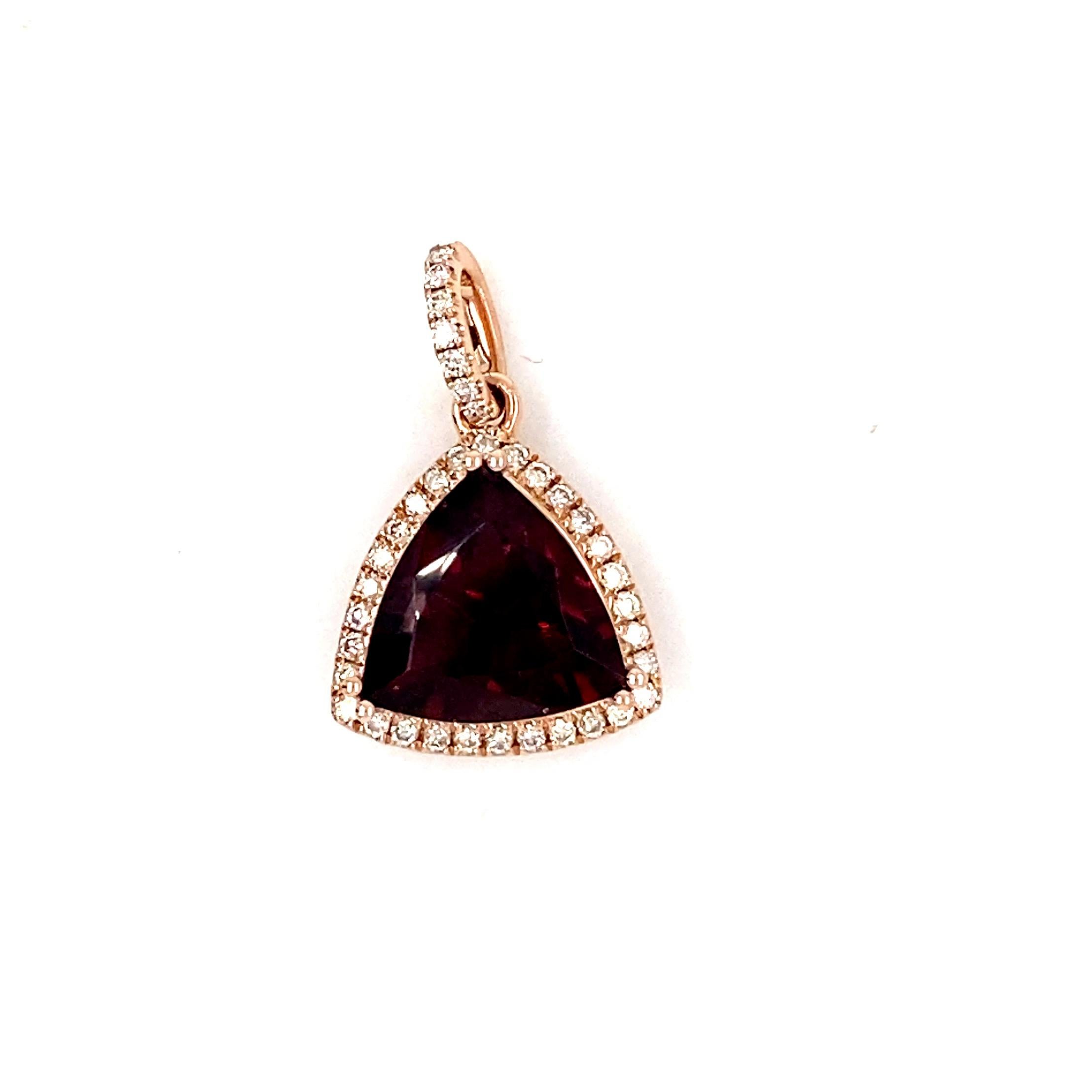 Garnet Diamond Rose Gold Pendant Necklace For Sale 8