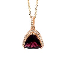 Garnet Diamond Rose Gold Pendant Necklace