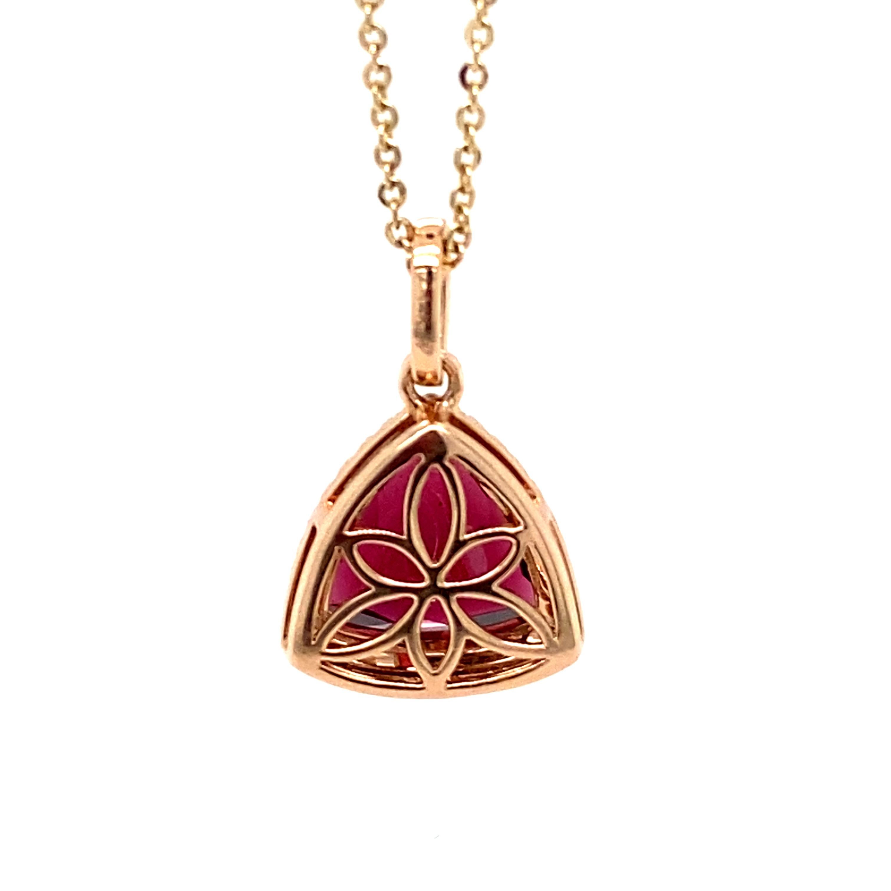 Women's Garnet Diamond Rose Gold Pendant Necklace For Sale