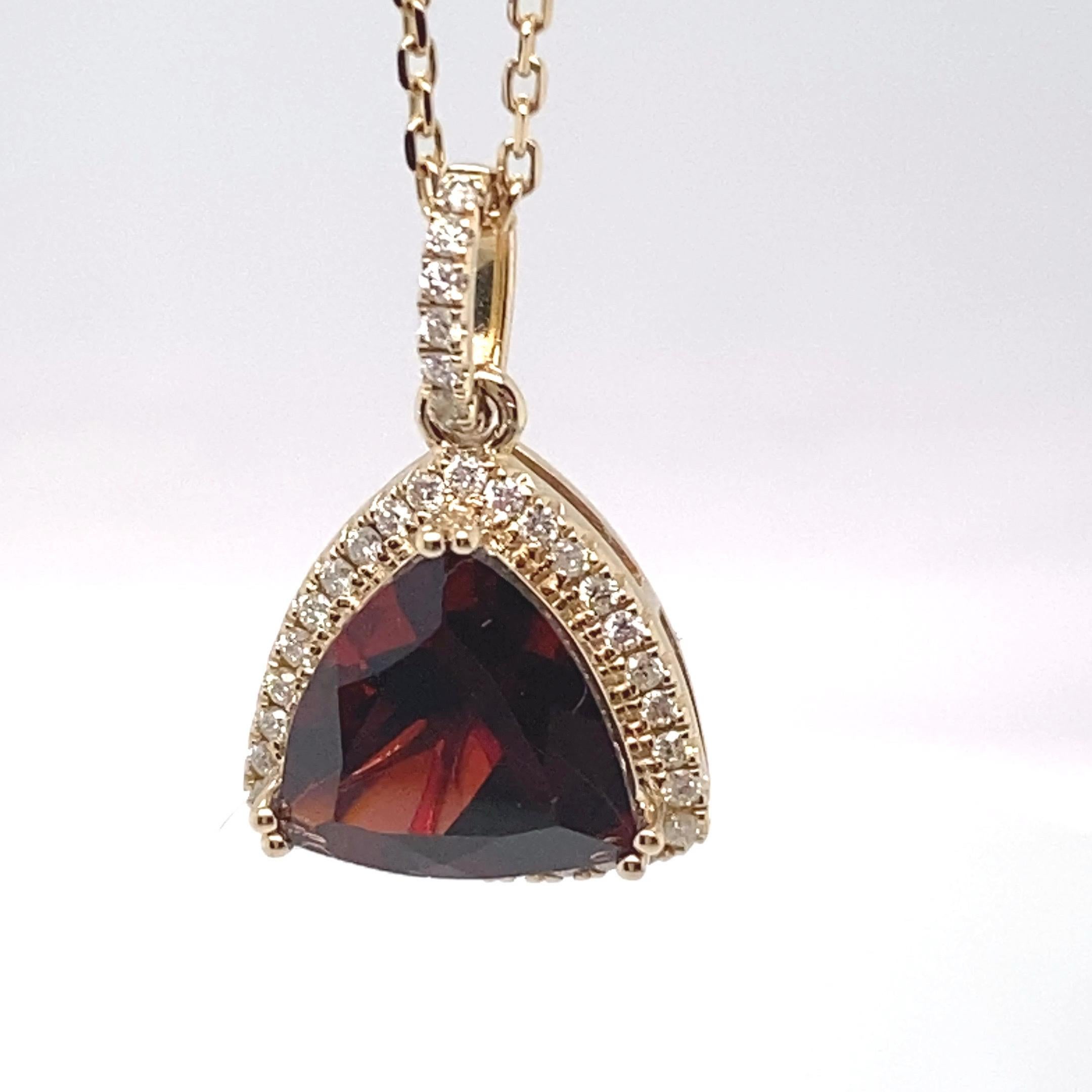 Garnet Diamond Yellow Gold Pendant For Sale 10