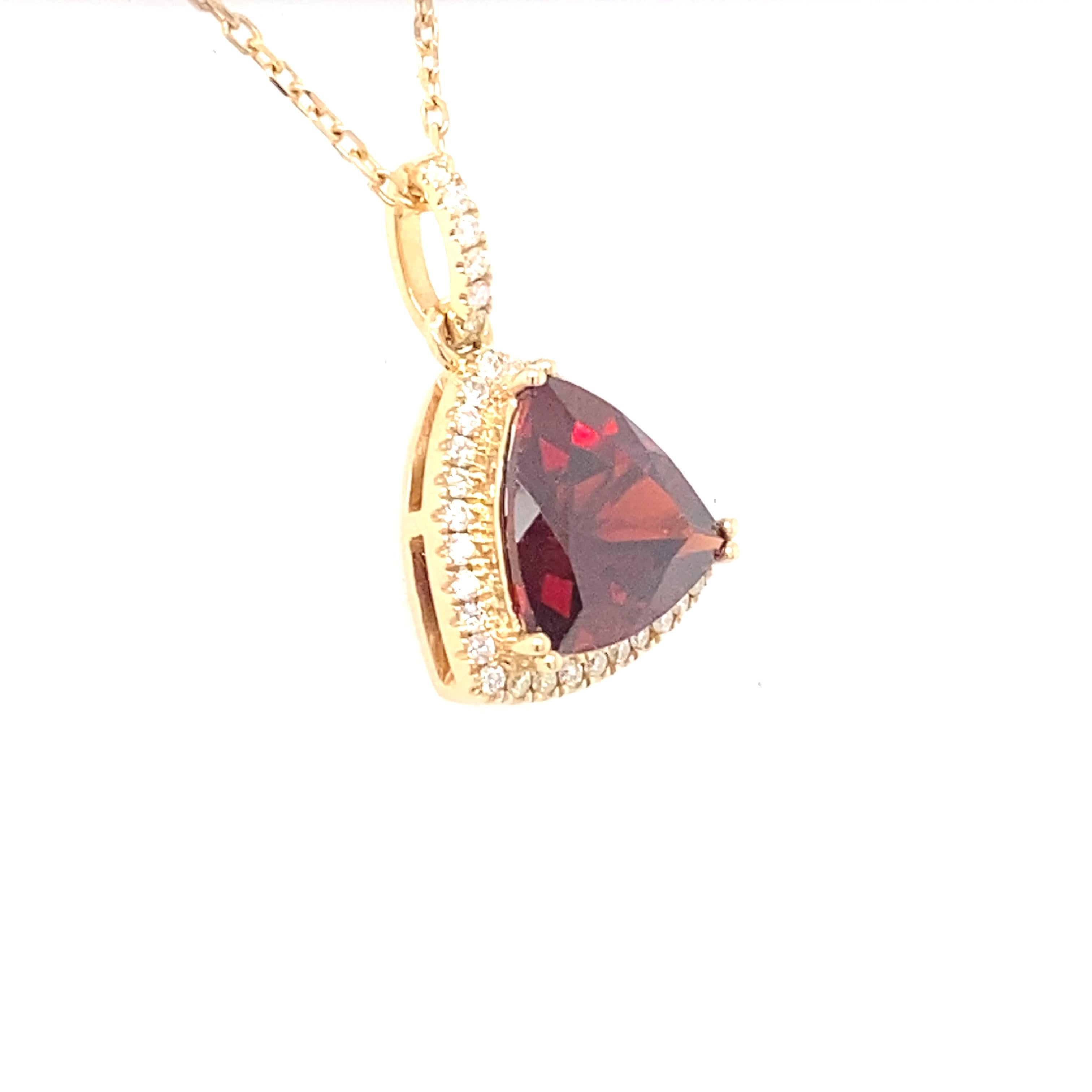 Garnet Diamond Yellow Gold Pendant For Sale 3