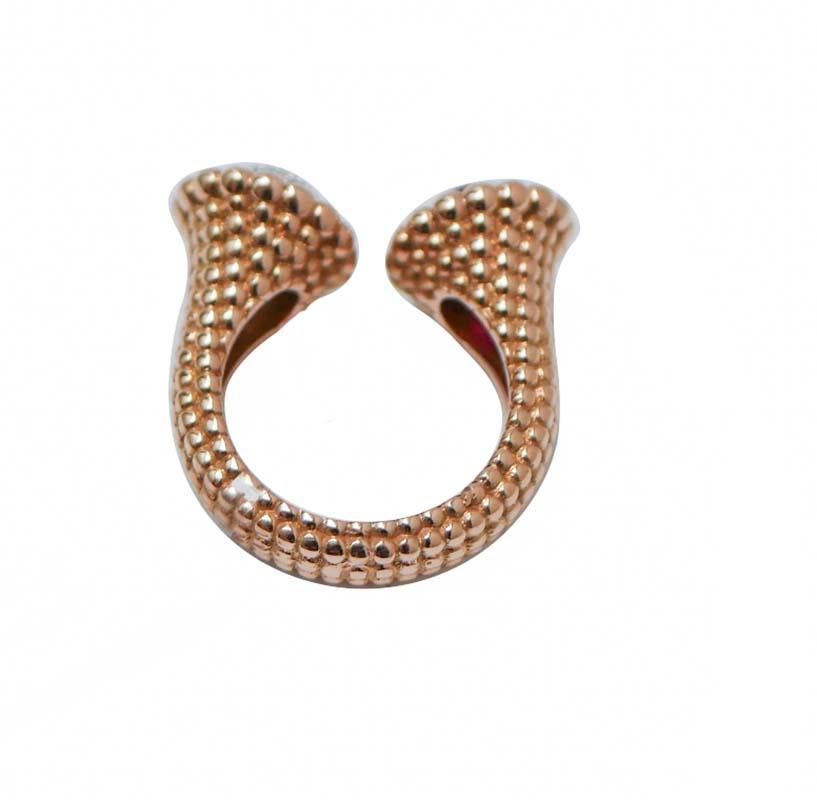 Modern Garnet, Diamonds, 18 Karat Rose Gold Ring.
