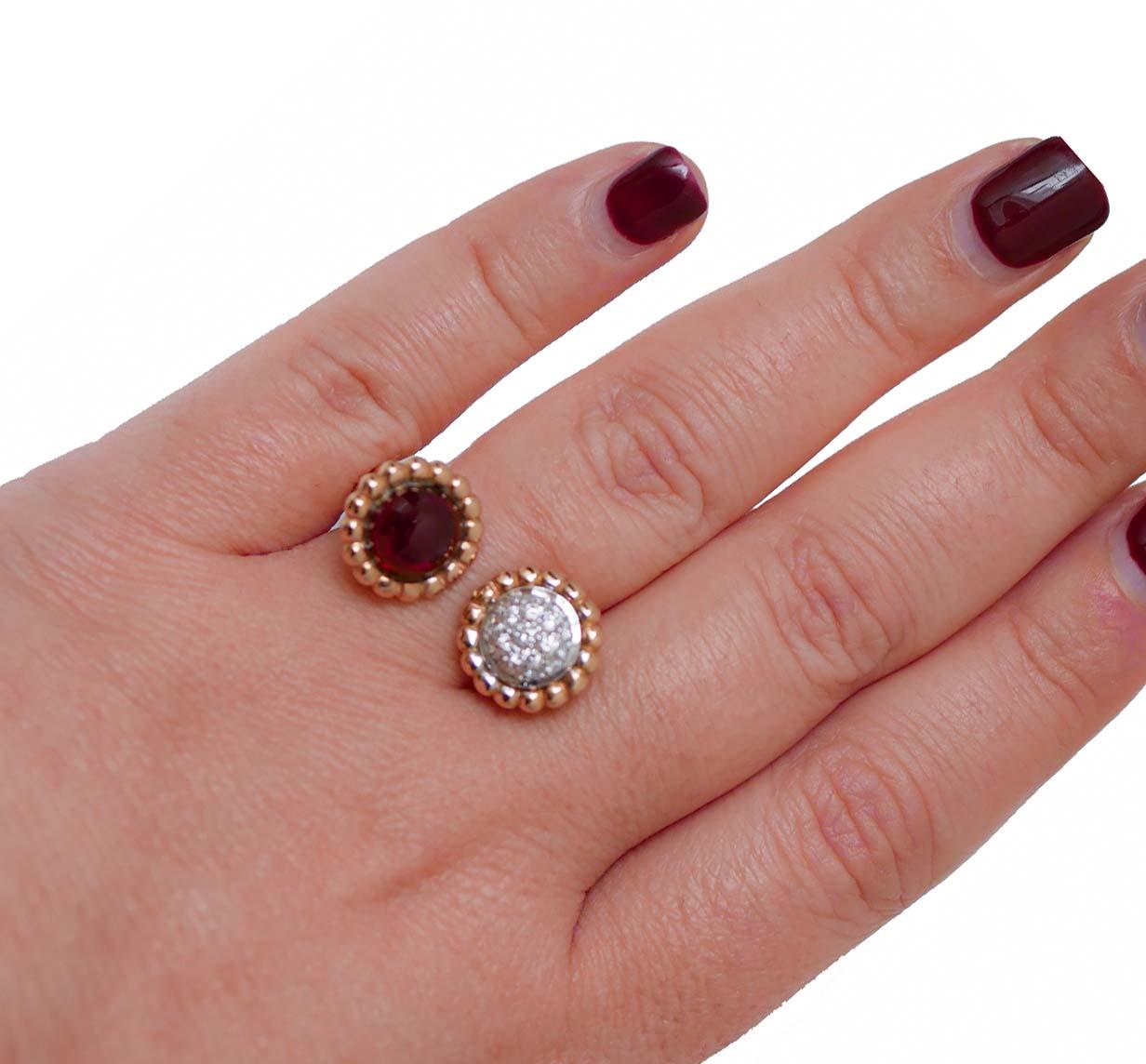 Garnet, Diamonds, 18 Karat Rose Gold Ring. In New Condition In Marcianise, Marcianise (CE)