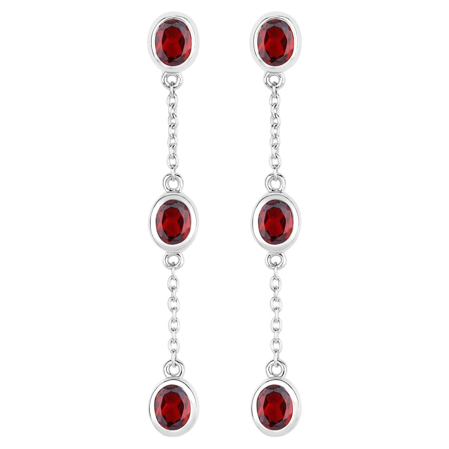 Boucles d'oreilles grenat 2,68 carats en argent sterling
