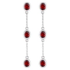 Garnet Earrings 2.68 Carats Sterling Silver