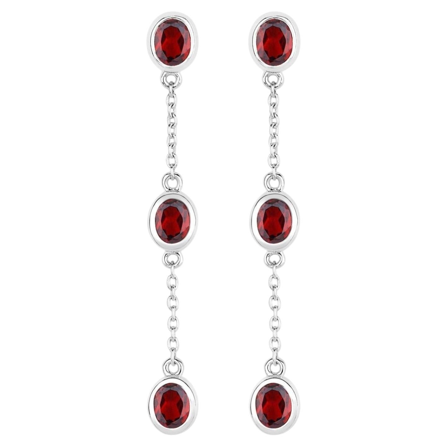 Garnet Earrings 2.68 Carats Sterling Silver