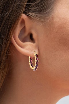 Garnet Earrings 3.98 Carats Gold Plated Silver