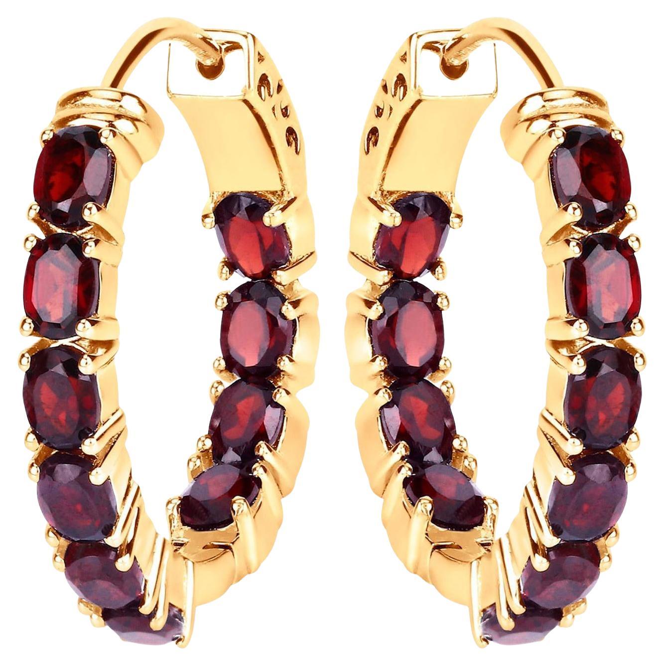 Garnet Earrings 3.98 Carats Gold Plated Silver