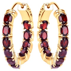 Garnet Earrings 3.98 Carats Gold Plated Silver