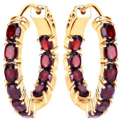 Garnet Earrings 3.98 Carats Gold Plated Silver