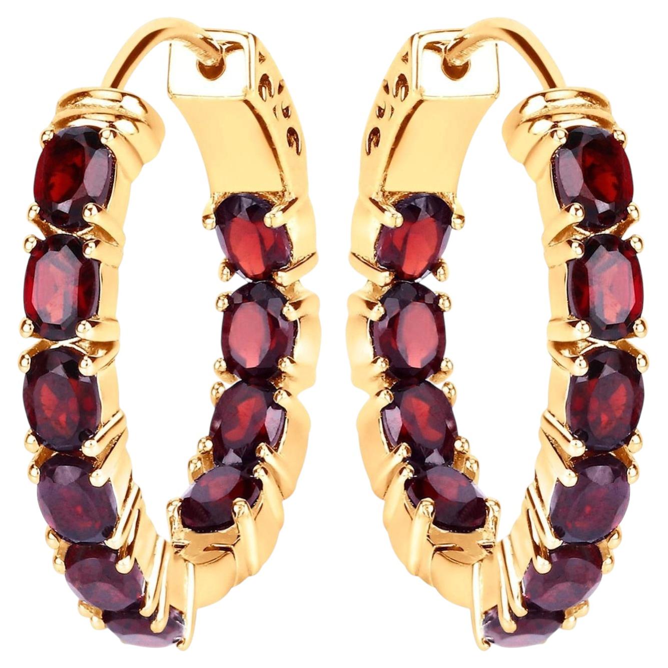 Garnet Earrings 3.98 Carats Gold Plated Silver For Sale