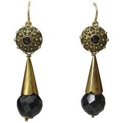 Antique Garnet Earrings Day To Night Gold Etruscan Revival 1860 Victorian Museum Quality