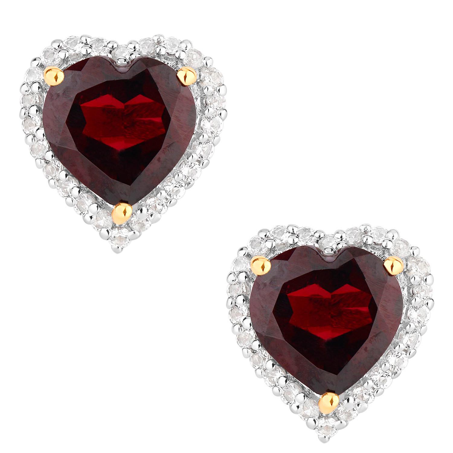 Contemporaneo Orecchini con granato Topazio bianco 5,46 carati Argento placcato oro giallo 18K in vendita