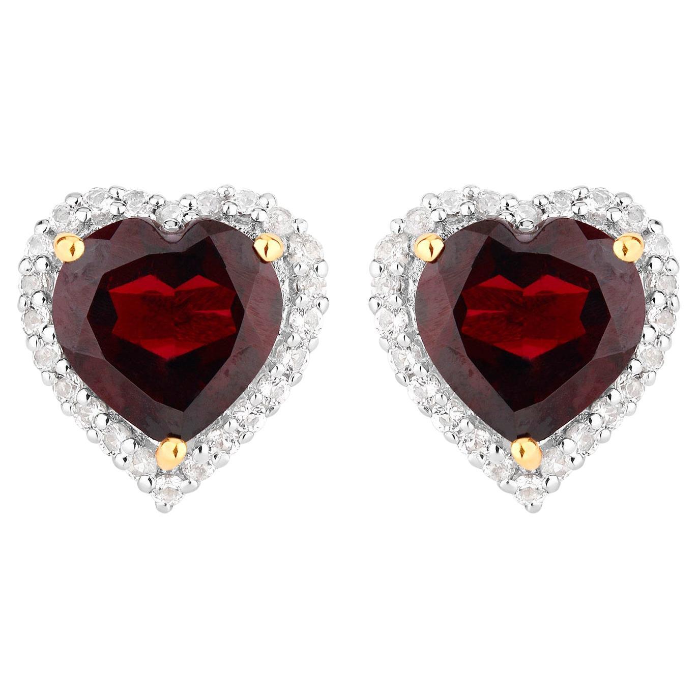 Orecchini con granato Topazio bianco 5,46 carati Argento placcato oro giallo 18K