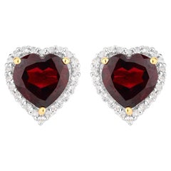 Garnet Earrings White Topaz 5.46 Carats 18K Yellow Gold Plated Silver
