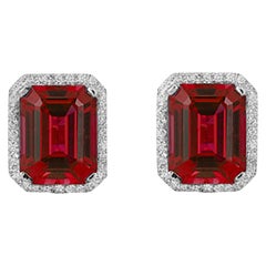 Goshwara Emerald Cut Garnet And Diamond Earrings